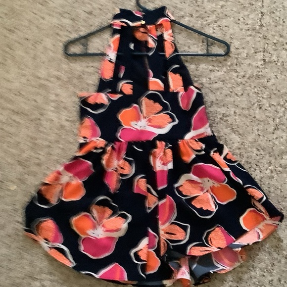 Kaari Blue Floral Blouse - Navy and‎ Pink, sleeveless - Picture 5 of 6